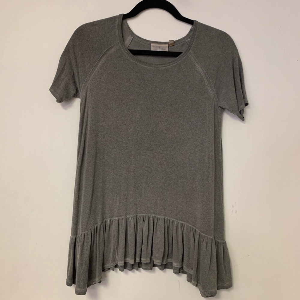 Dantelle Grey Ruffle Hem Long Tee Shirt S